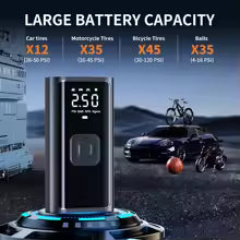 Tavaler Portable Air Compressor for Car, Bike & Sports Equipment with LCD Display, Fast Inflation & Wireless Design