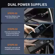 Tavaler Portable Air Compressor for Car, Bike & Sports Equipment with LCD Display, Fast Inflation & Wireless Design