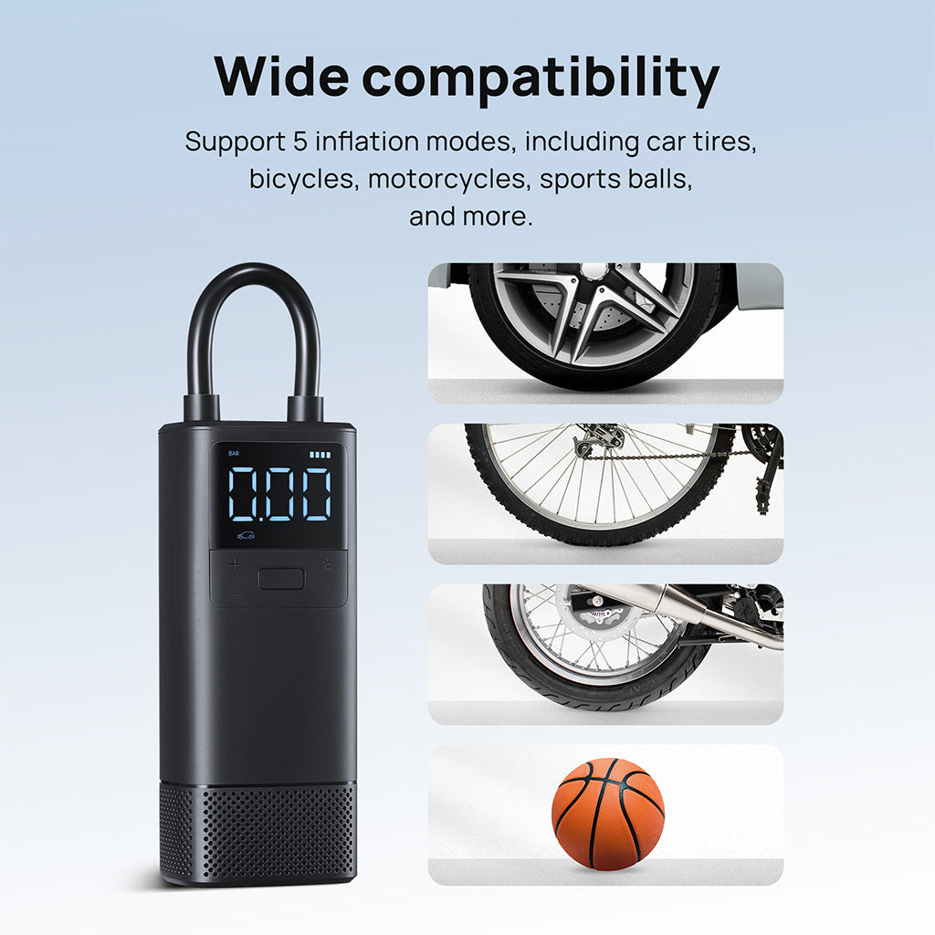 Tavaler Portable Air Compressor for Car, Bike & Sports Equipment with LCD Display, Fast Inflation & Wireless Design