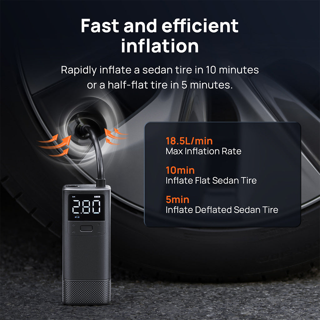 Tavaler Portable Air Compressor for Car, Bike & Sports Equipment with LCD Display, Fast Inflation & Wireless Design